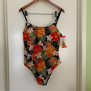 Hurley Women's Black Floral One-Piece Swimsuit